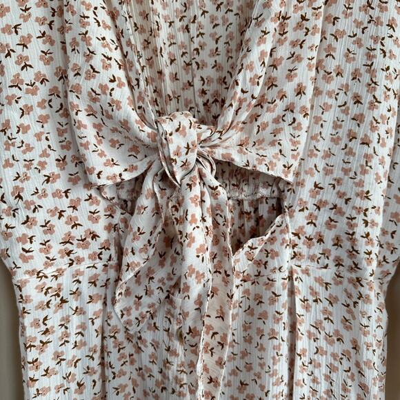 Faithfull The Brand Women MEDIUM Mini Dress Marigot Tie Front Azalea Floral Boho - Picture 6 of 12